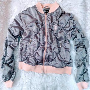 Silver/ Pink Playboy Bomber Jacket